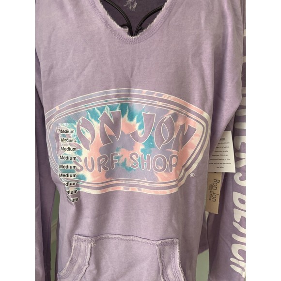 Ron Jon Surf Shop M Purple Ft. Myers Beach Hoodie Sweatshirt Front Pocket NWT - Picture 4 of 6